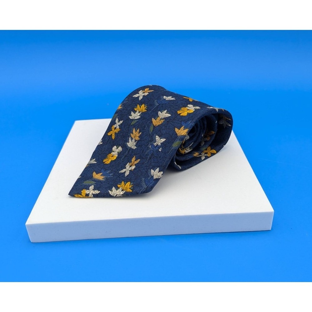 Altea Milano Blue Floral Silk Tie Made in Italy Russell EUC